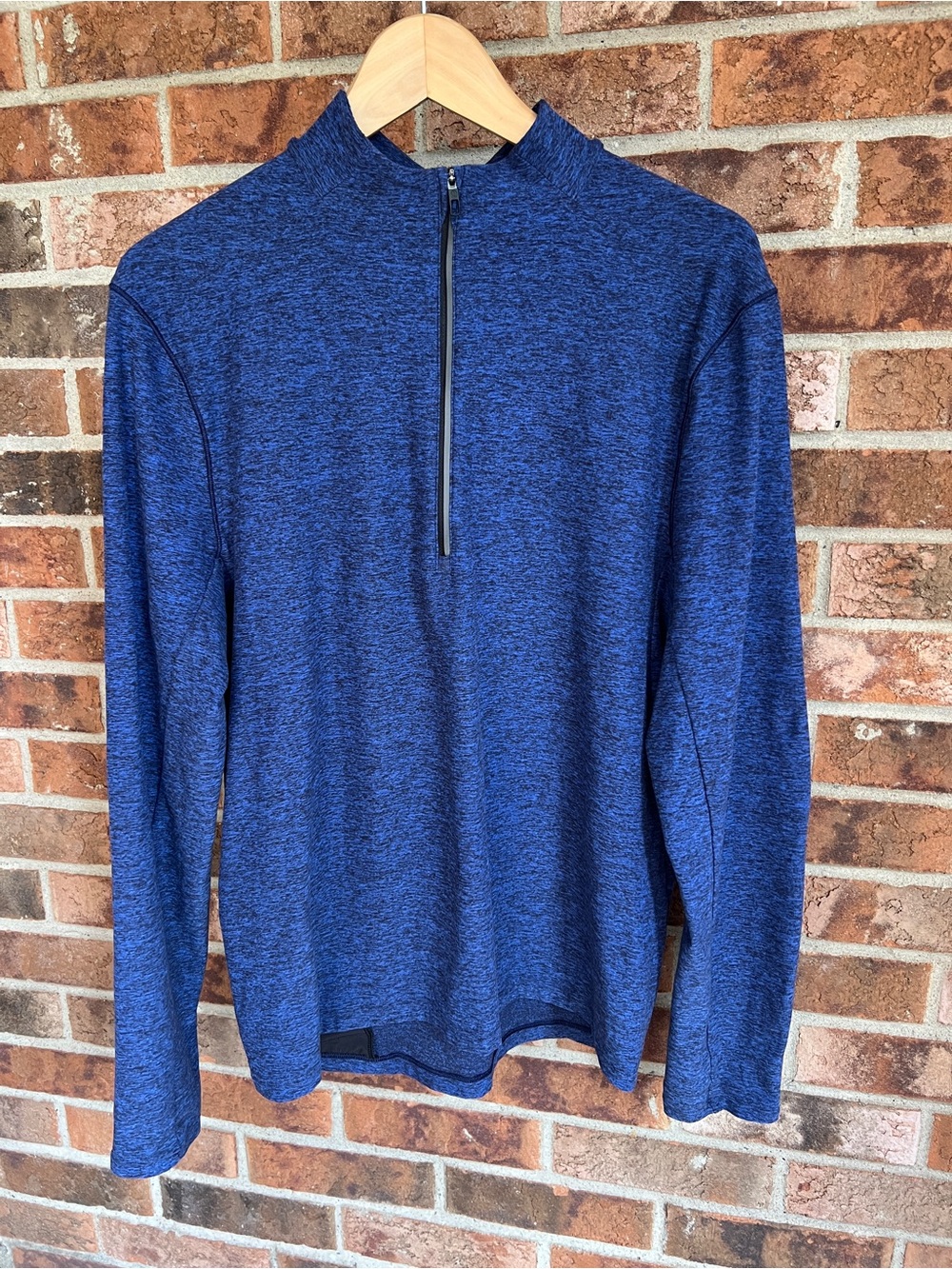 Lululemon Surge Warm 1/2 Zip Heathered Cerulean Blue / Black EUC